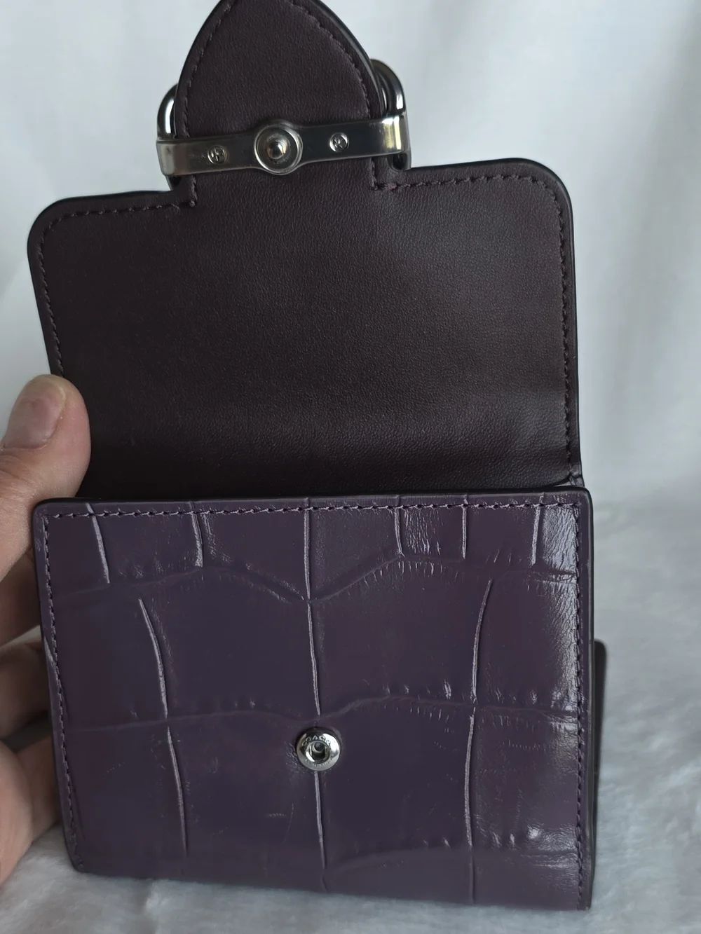 Coach Women’s Purple Croc-Embossed Leather Wallet